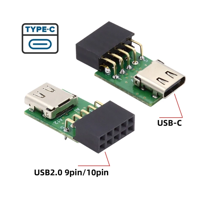 زيهان منفذ واحد USB 3.1 نوع C أنثى إلى USB 2.0 اللوحة 9pin 10pin رأس محول PCBA 480Mbps