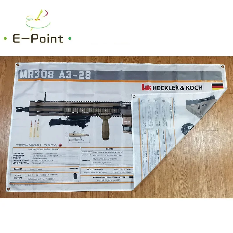 Heckler & Koch HK MR308 A3-28 Gun Flag 3ft*5ft (90*150cm) Size Christmas Decorations for Home Banner Indoor Outdoor Decor M109