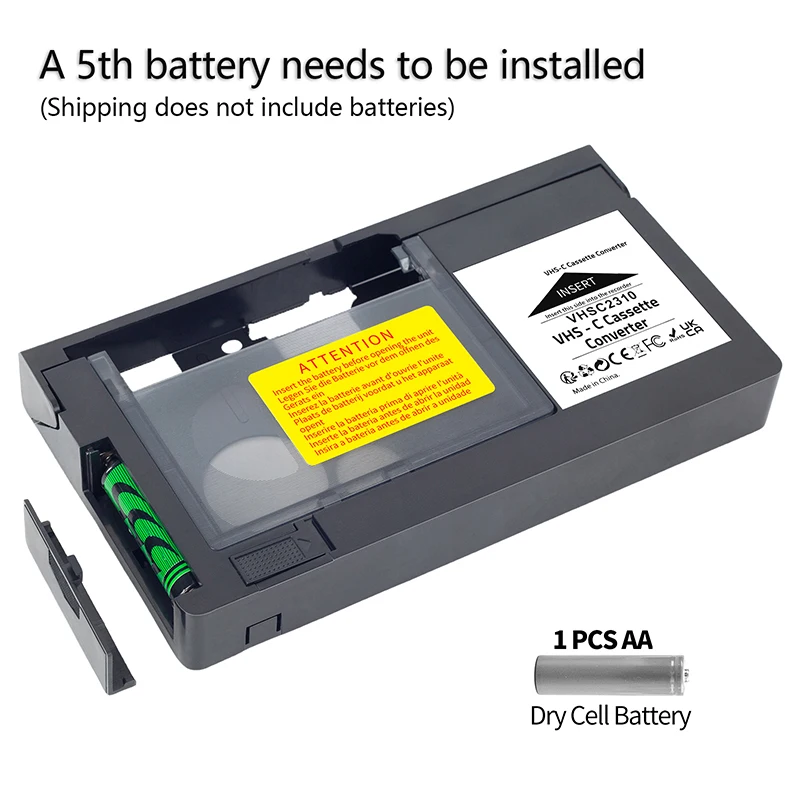 1Pcs Black VHS Cassette Adapter For VHS-C SVHS Camcorders Motorized Not For 8mm/MiniDV/Hi8 VHS-C Cassette Adapter