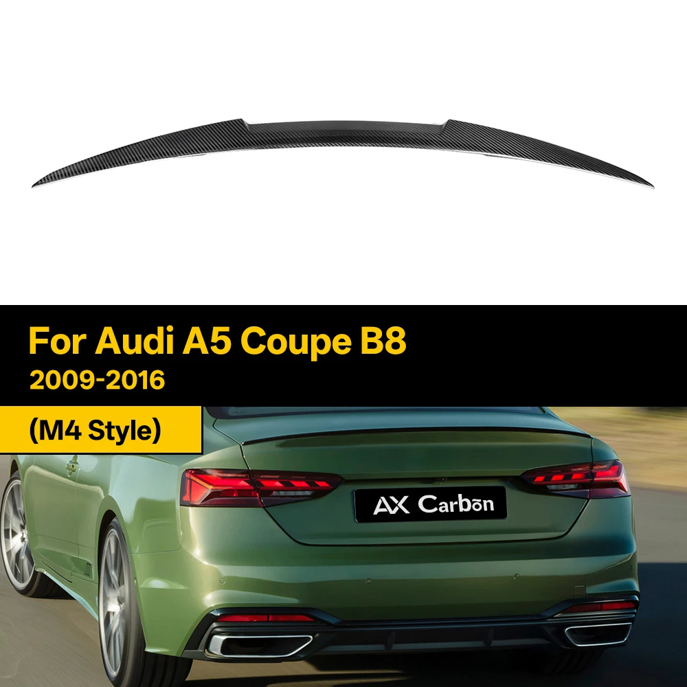 

Automotive Dry Carbon Real Carbon Fiber Trunk Spoiler Wing For Audi A5 Coupe B8 2009-2016 M4 Style Boot Lid Lips