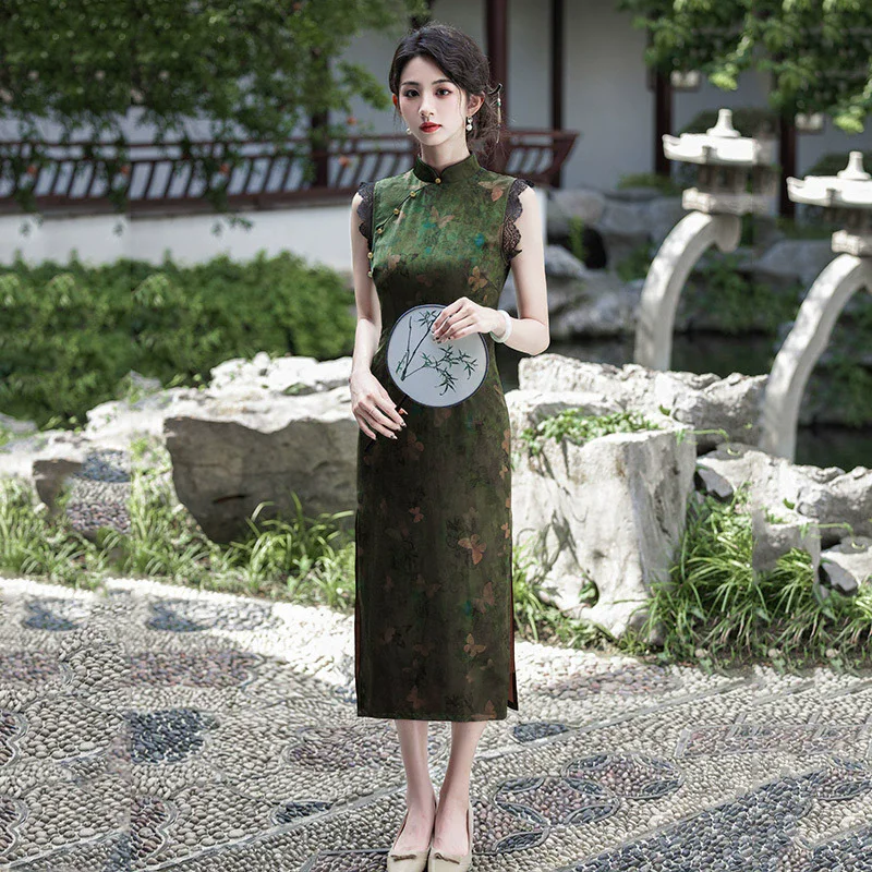 

Sleeveless Chinese Style New Chinese Style Long Cheongsam Improvement for Young 2025 New Women's Retro Slim Fit Dress Qipao