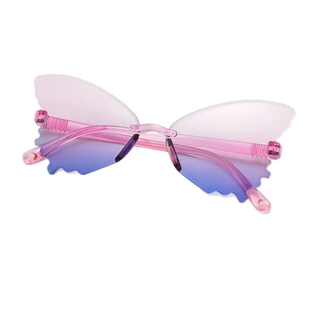 نظارات شمسية للأطفال مريحة بدون إطار على شكل فراشة نظارات شمسية Uv400 ظلال نظارات شمسية عصرية لامعة لركوب الدراجات والصيد في الهواء الطلق #1