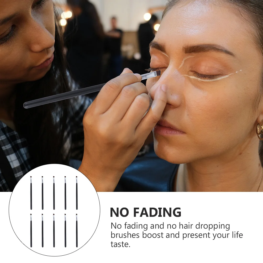 10 قطعة فرشاة الحاجب بزاوية صغيرة عالية الجودة أداة ماكياج أساسية لجل كريم الكحل السائل تعريف خط الرموش الطبيعية