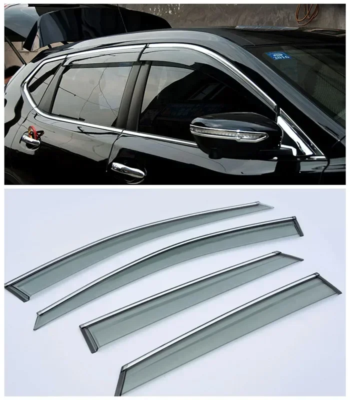 4pcs For Nissan Qashqai J11 2014 2015 2016 2017 2018 Plastic Exterior Visor Vent Shades Window Sun Rain Guard Deflector