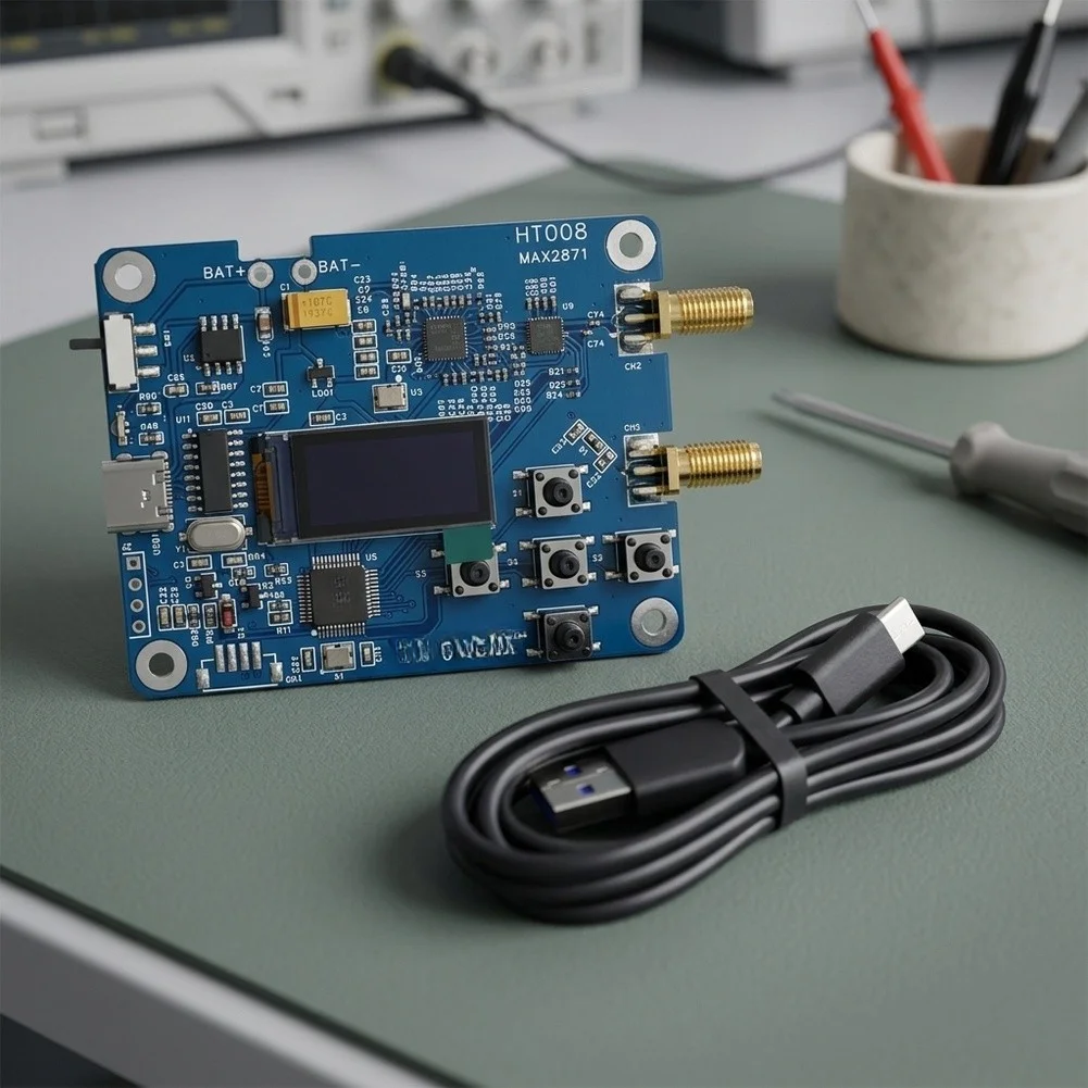 RF Signal Generator HT008 For 23.5MHz to 6000MHz MAX2871 Based Channel Output USB Serial 0.96 inch RF Signal Generator