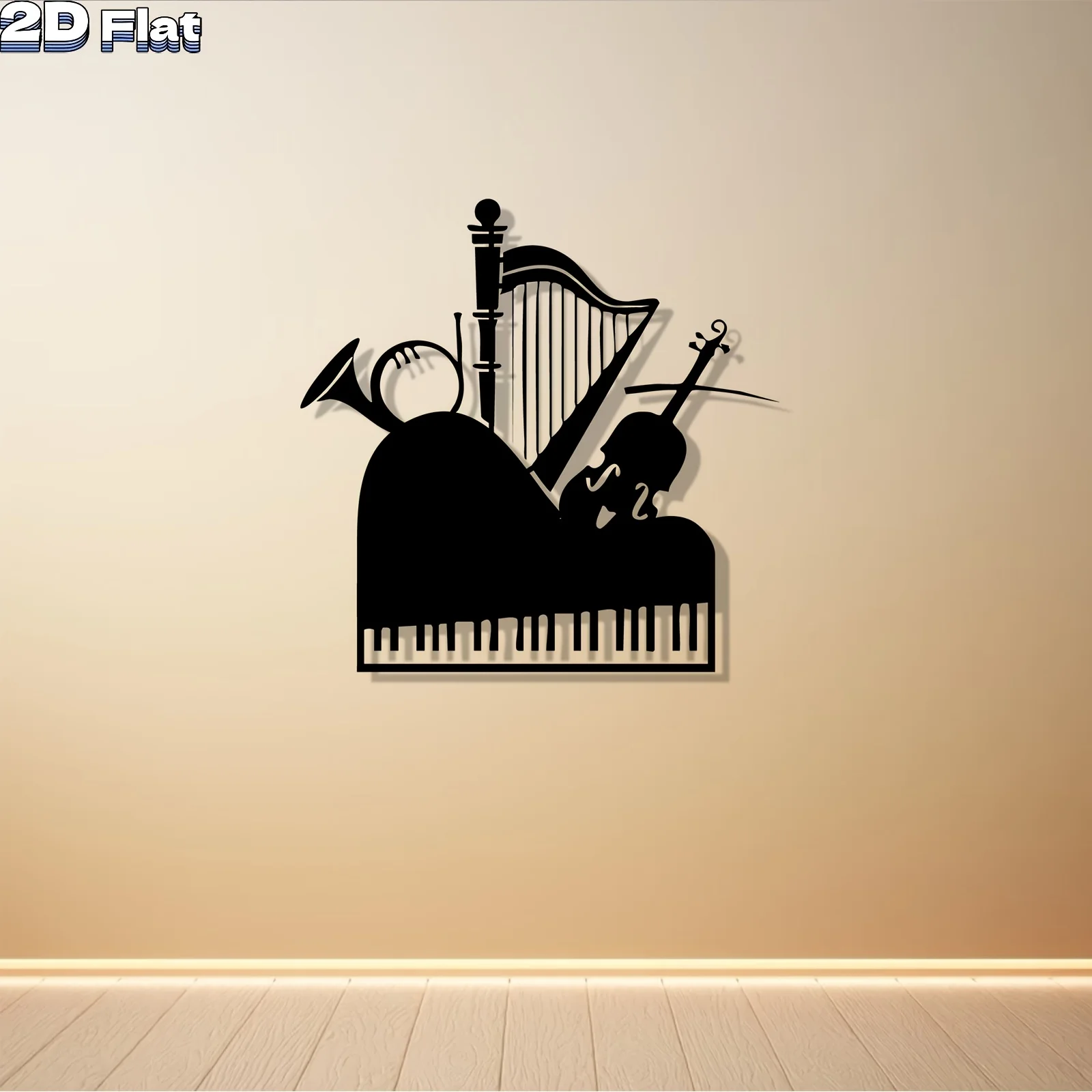 Modern Music Instruments Iron Wall Art Guitar Drums Violin Notes Metal Sculpture Living Room Garden Music Lovers Holiday Gift
