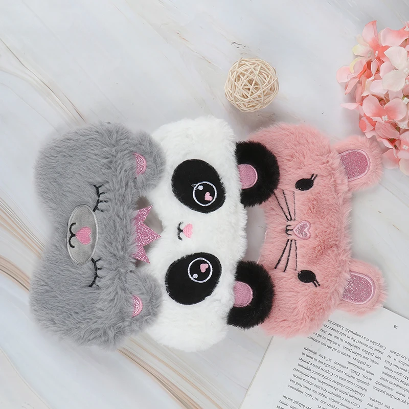 Women Plush Eye Mask White Panda Blindfold Eye Patch Eyeshade Sleep Mask Gift