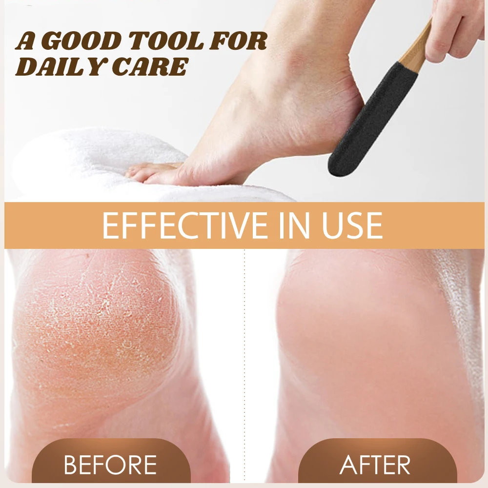 Double Sides Foot File Rasp Pedicure Tools Feet Dead Skin Callus Remover Bamboo Handle Foot Scrubber Sandpaper Foot Care Tool - view 3