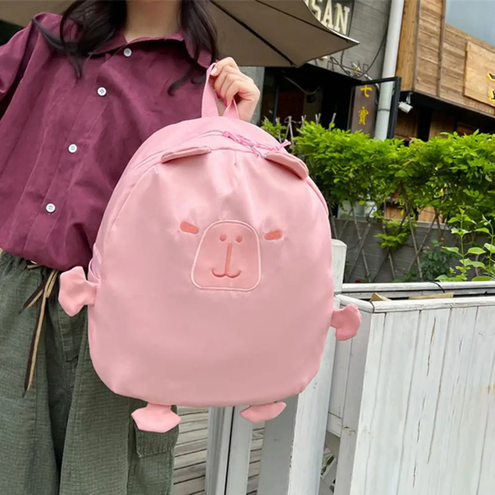 Capybara Themed Backpack Cute Capybara Backpack for Girls with Adjustable Straps Bottle Pouch Capacity Travel Bag for Kids