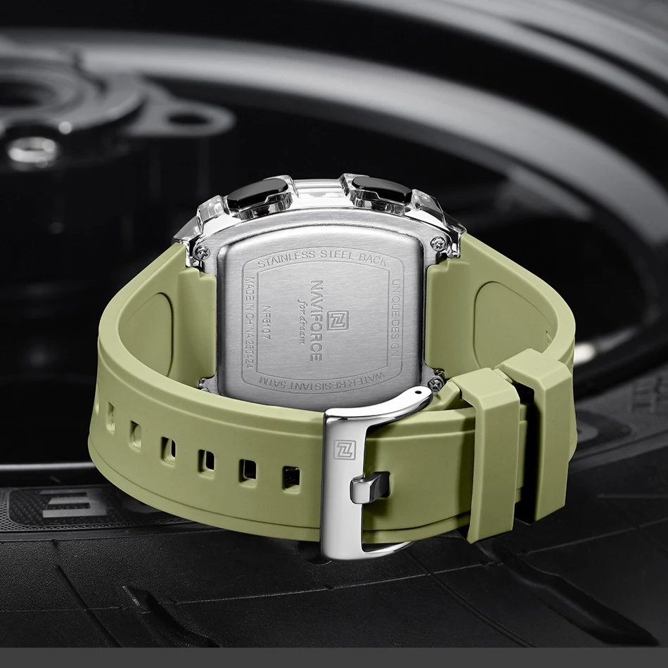 نمط جديد NAVIFROCE الرجال الساعات مضيئة العسكرية الرياضة رجل شاشة الكريستال السائل ساعات المعصم الكوارتز الذكور مقاوم للماء Relogio Masculino #4