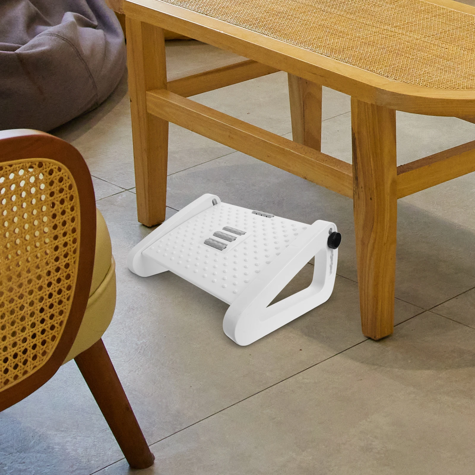 

Massage Footrest Stool Adjustable Household Portable under Desk Office Non Slip Strong Load Plastic Material Long Life for Desk