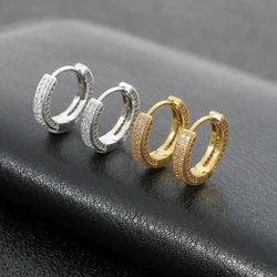 Women's Fashion Shiny Crystal Full Filled Hoop Earrings Micro Zirconia Copper Tiny Huggies Female Trendy Earring Jewelry Hoops