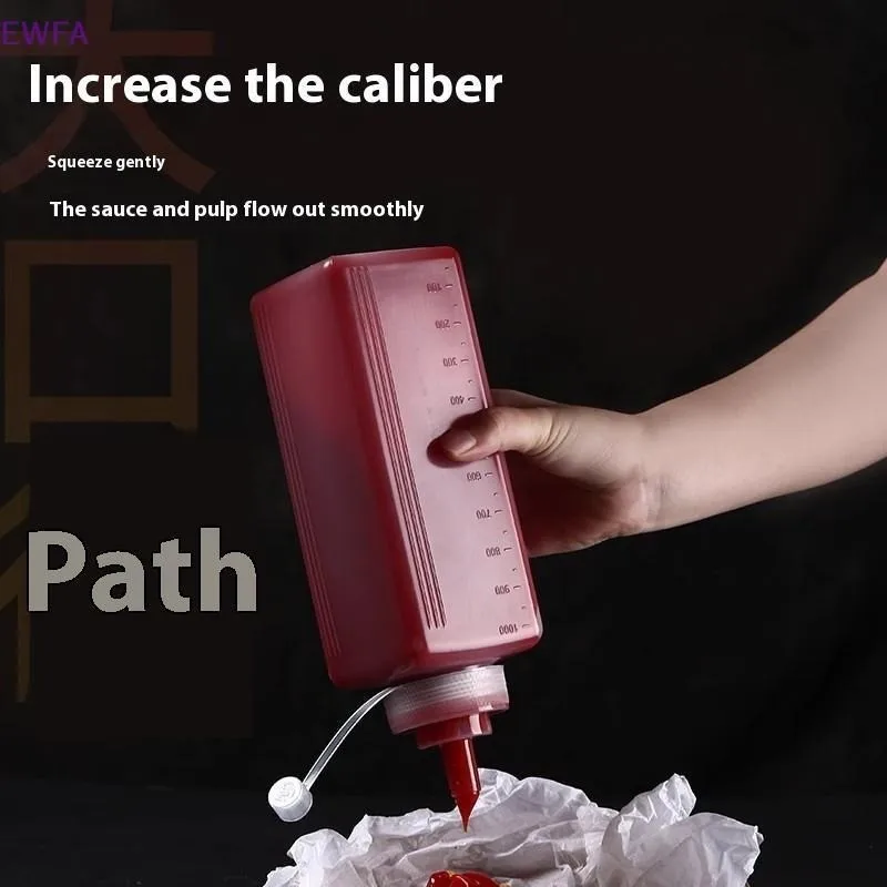 600/800/1000ML Food Grade Wide‑Mouth Plastic Squeeze Bottle Commercial Dispenser For Jam Ketchup Salad Condiment