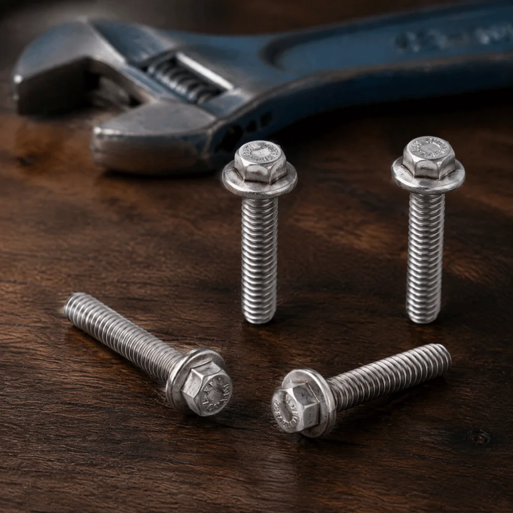 10pcs Serrated Locking Face Flange Bolts Cap Washer Head Hex Head Hex Flange Screws Serrated Flange Bolts Vehicle Protection