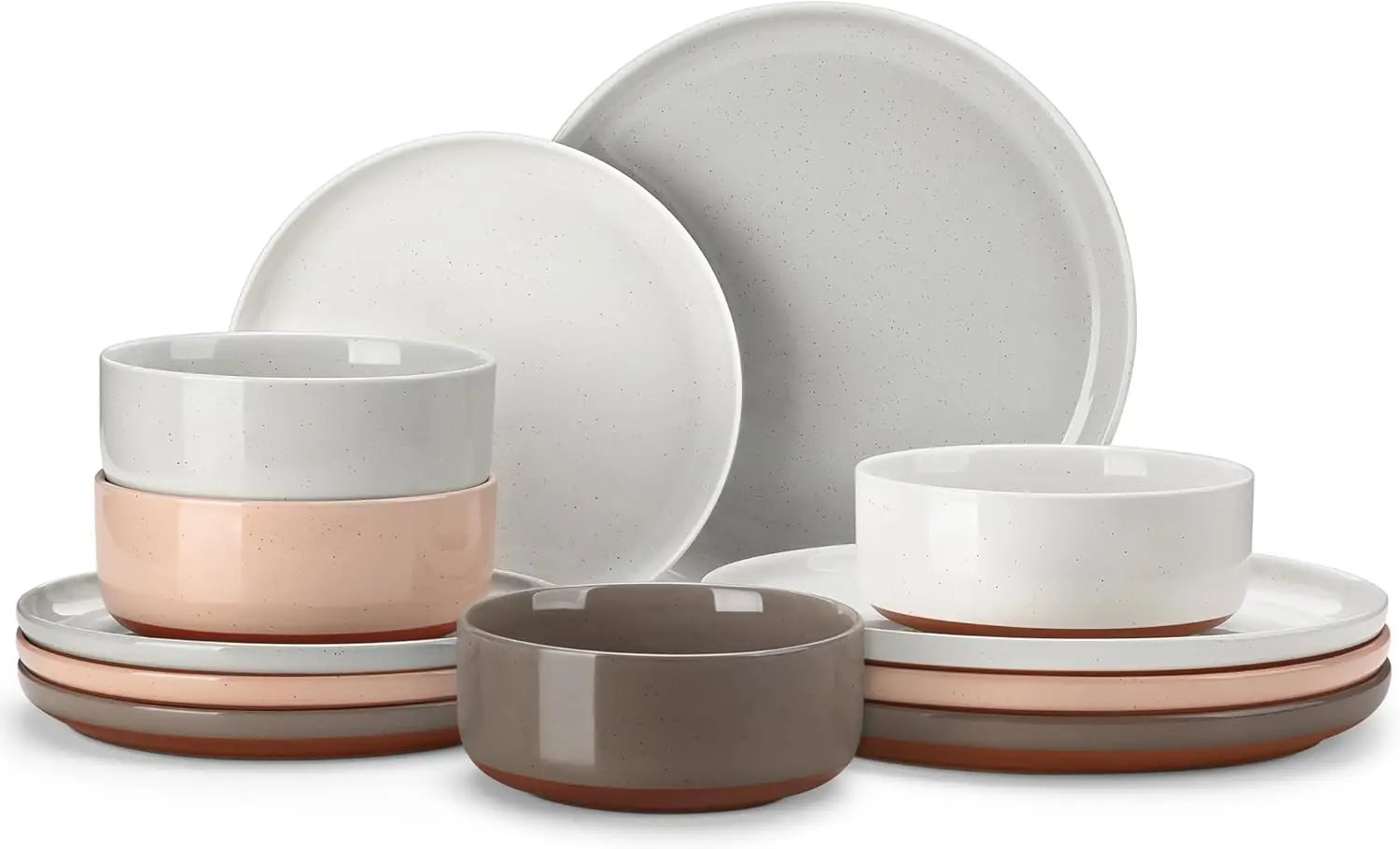 

Plates and Bowls Sets, 12 Pieces Modern Stoneware Dinnerware Set for 4 Kitchen Dinner Set Ceramic Dishware Dishes Set Microwave
