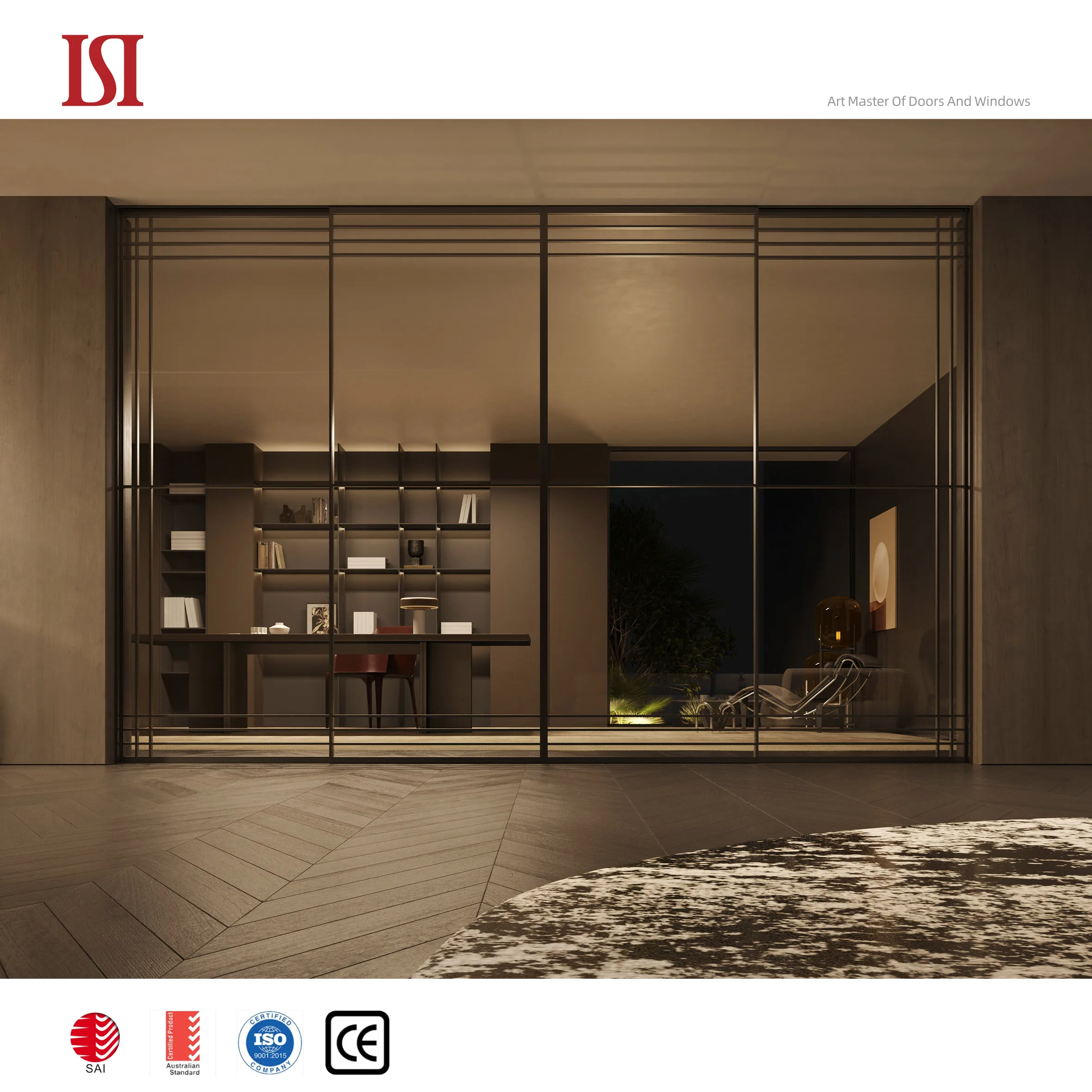 Top Brand Popular Modern Lattice Sliding Aluminum Doors System Tempered Glass Interior Room Grill High-quality Sliding Door