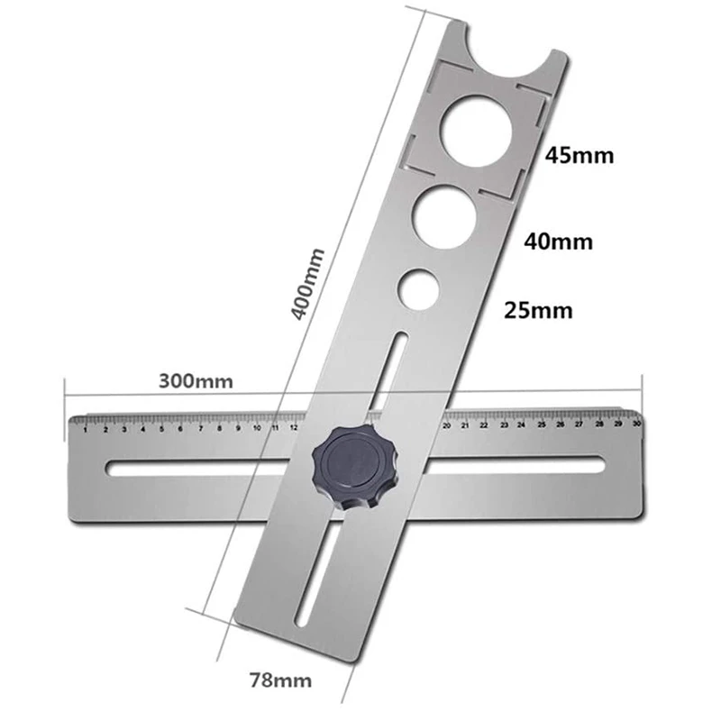 Multi-Functional Stainless Steel Ceramic Tile Hole Locator Ruler 360 Degree Adjustable Punching Hand Measure Tools