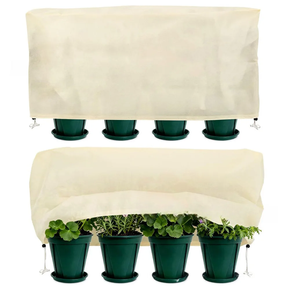 Cold weather protective cover for garden plants designed to guard against frost damage with a secure and fitting