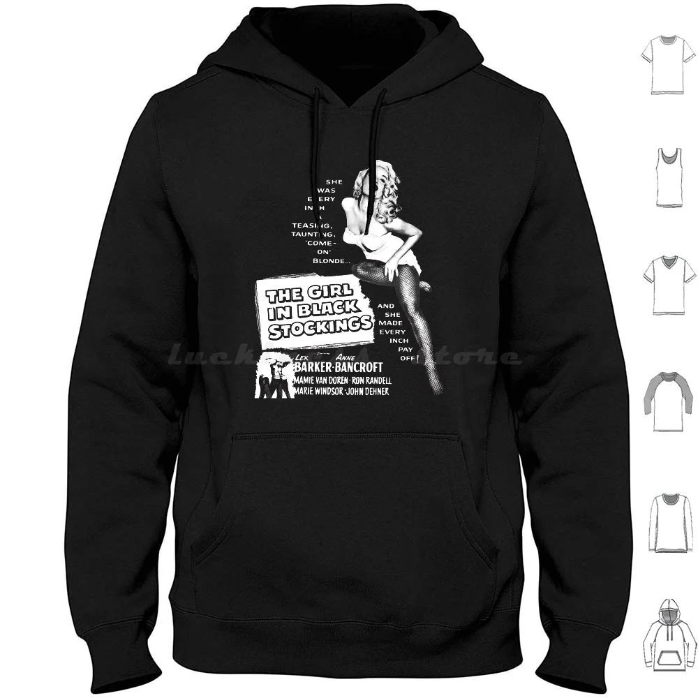 The Girl In Black Stockings Hoodie Cotton Long Sleeve 50s 50s Movies 50s Moviesnnoir Films Retro Vintaeg Vintaeg Movies