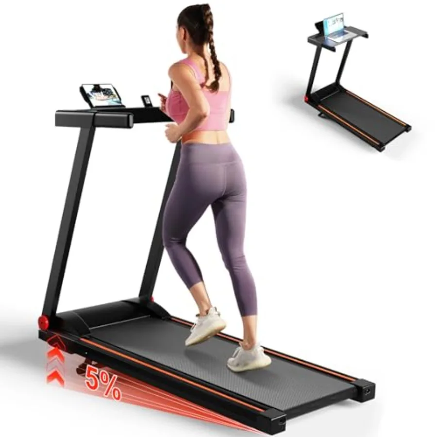 Home walking pad treadmill with 3.0 HP motor black ABS plastic frame incline function and app control 300 LB ccity 7.5 MPH spee