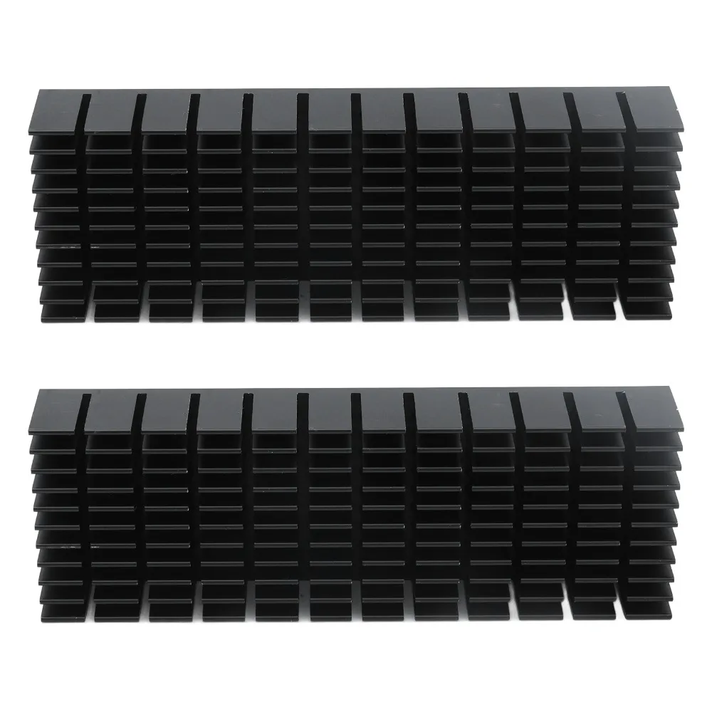 2Pcs 120*40*20mm Cooling Fins With Adhesive Black Aluminum Cooling Fins Slotted Design Aluminum Aluminum Power Radiator