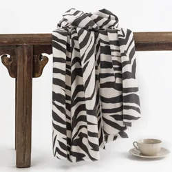 Fashion Thickened Zebra Pattern Women's Scarf Winter Imitation Cashmere Warmth Striped Scarves Shawl Clothing Accessories Gift