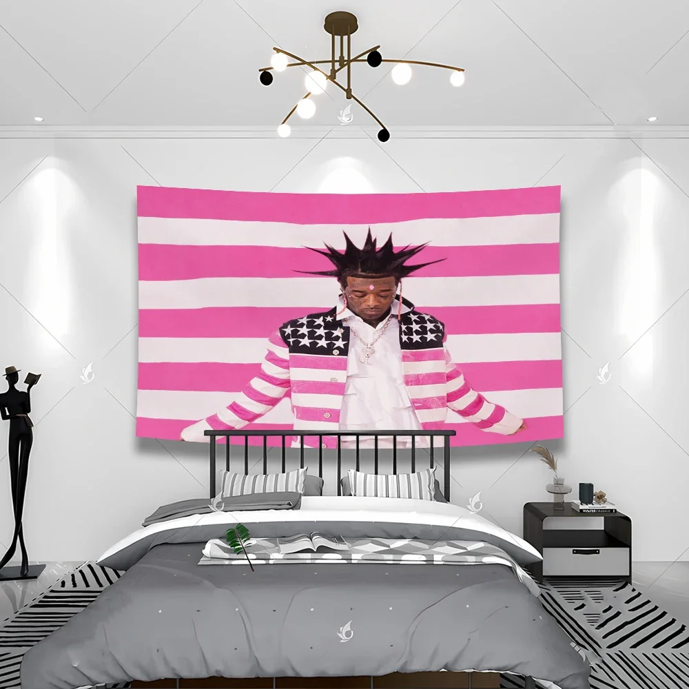 Lil Uzi Posters Vert Pink Tape Music Album Wall Art Tapestry Meme American USA Flag Background Backdrops Y2k Aesthetic Tapestrys