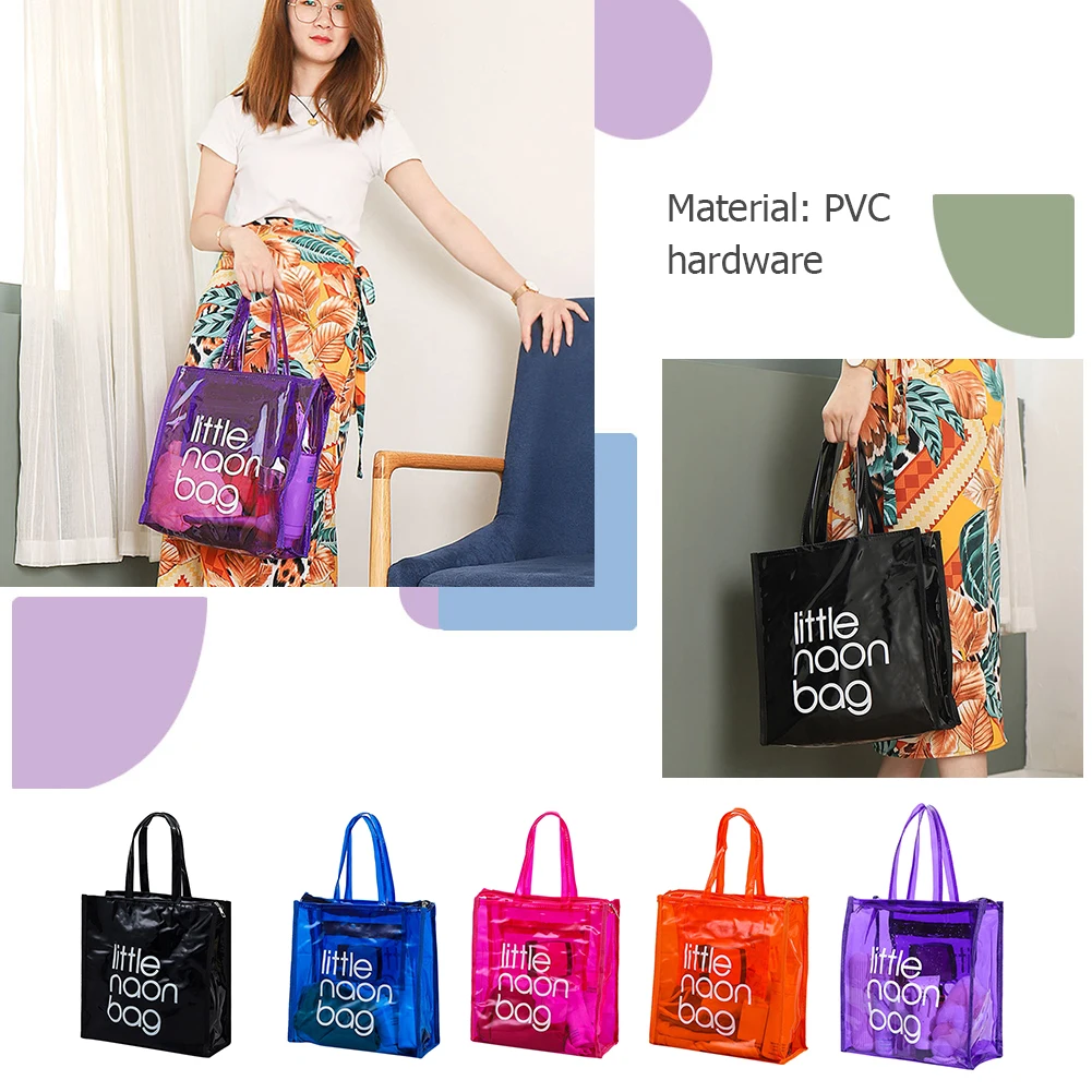 

PVC Transparent Handbag Clear Large Capacity Waterproof Shopping Beach Clutch