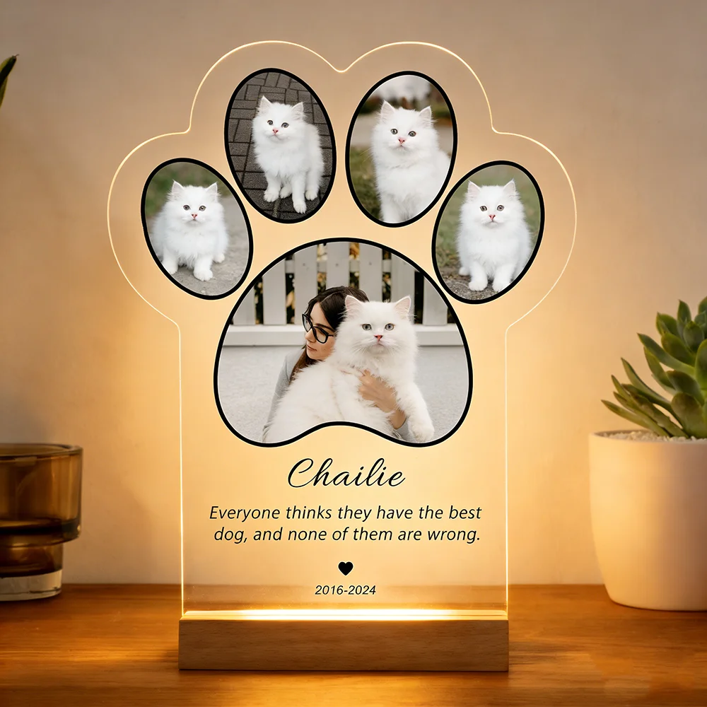 

Персонализированный ночник с фотографией питомца, рамка с подставкой, светильник с изображением собаки или кошки, теплый свет, декор для комнаты, подарок для любителей животных