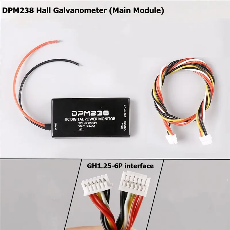 T23C GH1.25-6P 300A Digital I2C Hall Current Sensor DPM238 High Voltage 12S Power Meter For PIXHAWK PX4 Compatibility
