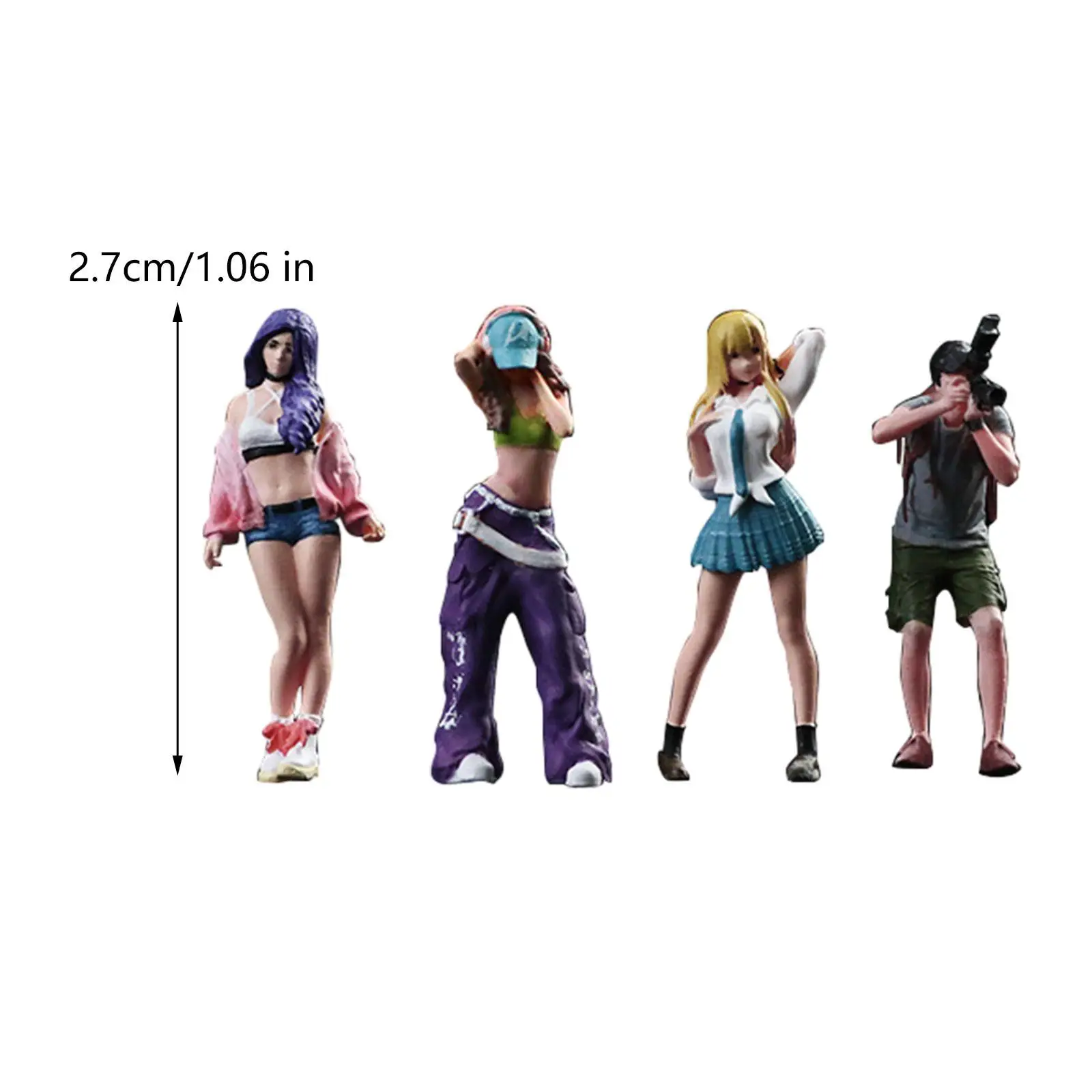 4x 1/64 Girl Figure Layout Trains Architectural DIY Scene Miniature Scene