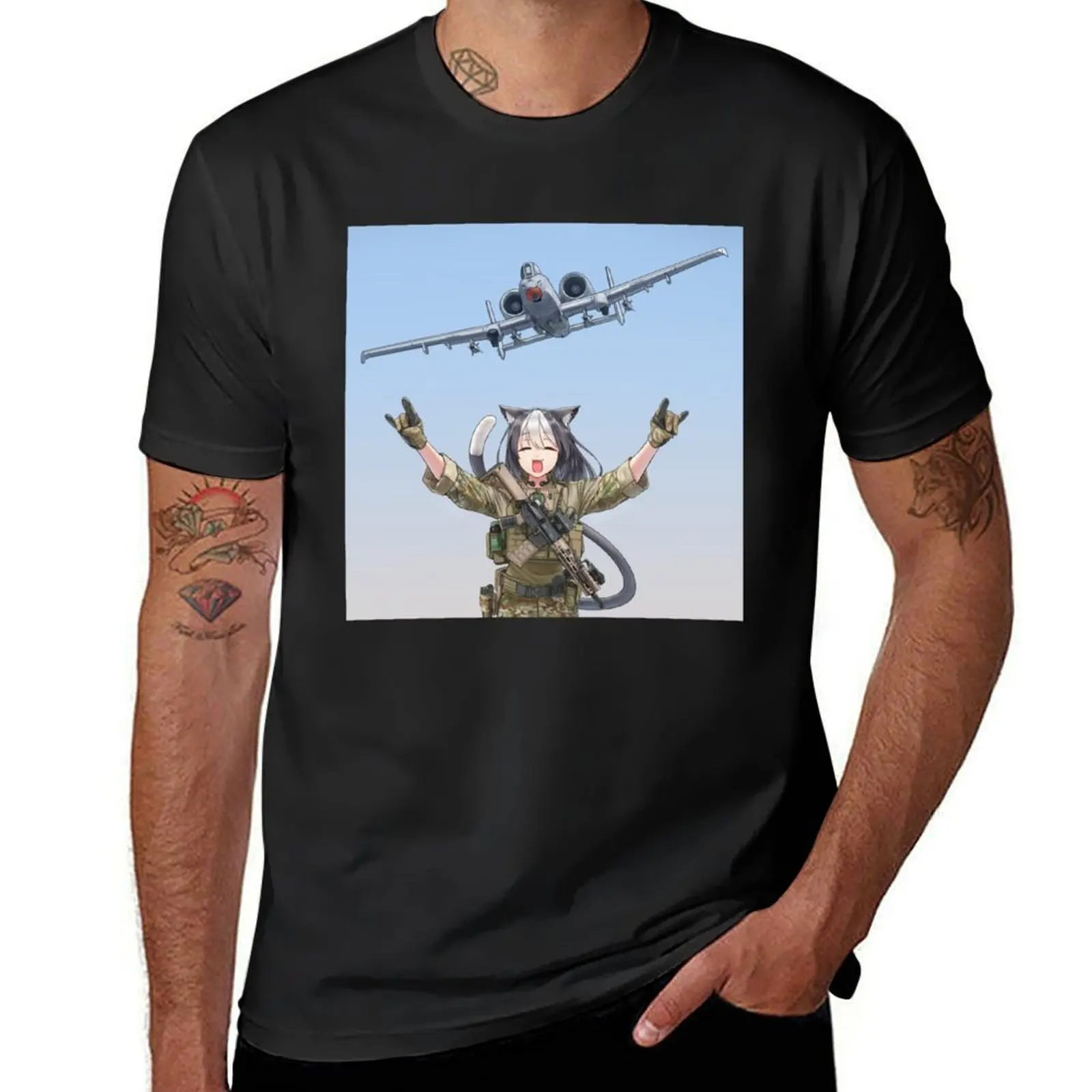 CAT GIRL A-10 THUNDERBOLT _quot_BRRRT_quot_ T-Shirt quick drying graphics summer top new edition funny t shirts for men