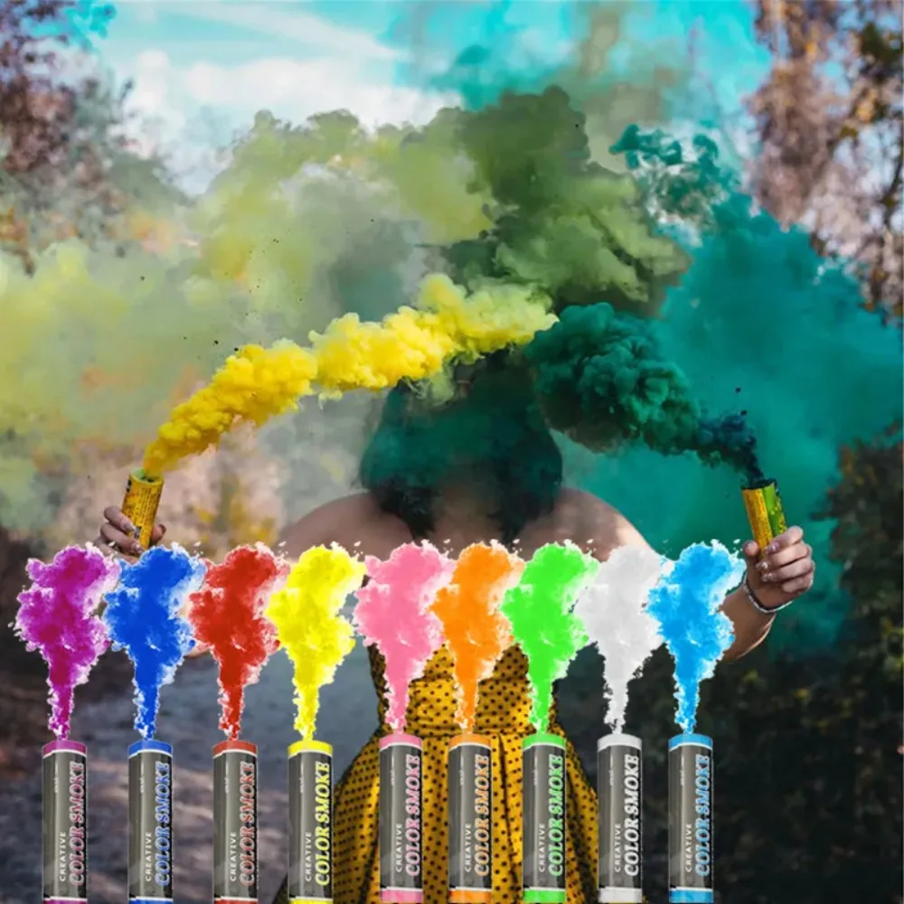 قطع متعددة 8 ألوان يده الدخان مرحلة استوديو الزفاف الضباب الدخان عصا الدعامة جو الإبداع حفلة التصوير الدخان