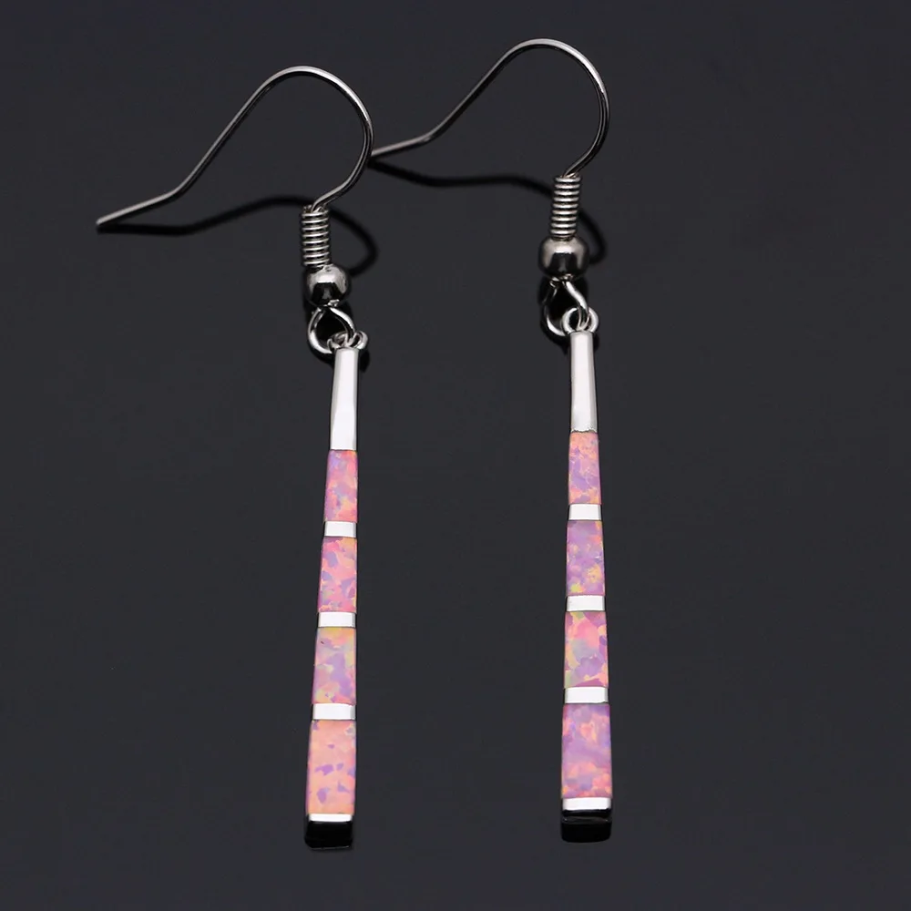 Classic Tassel Striped Blue Fire Opal Long Drop Earrings for Women Engagement Wedding Party Jewelry Gifts Drop Shipping