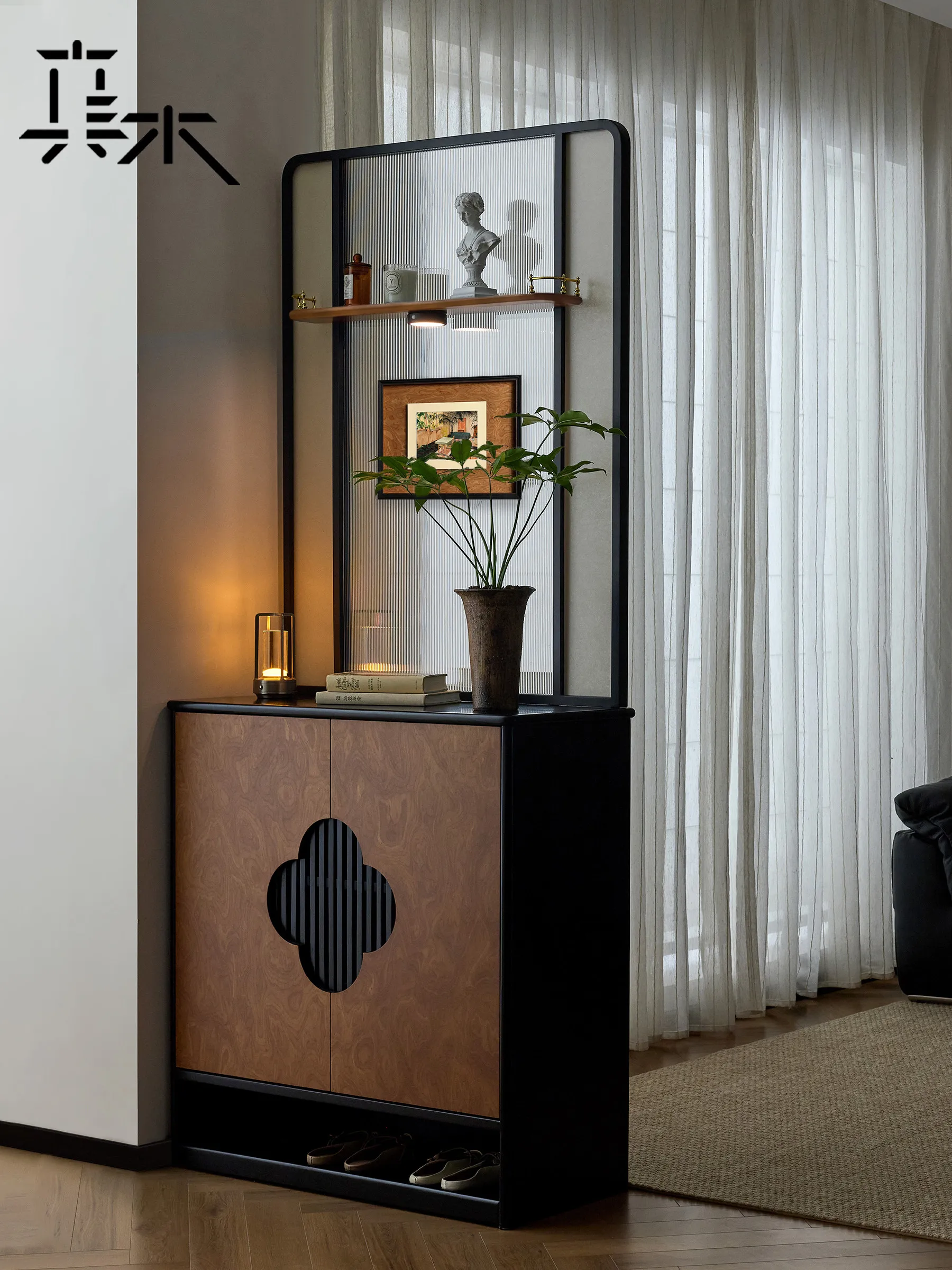 LMM partition, shoe cabinet, screen integrated storage, wall cabinet, high-end ancient secret cabinet at the entrance