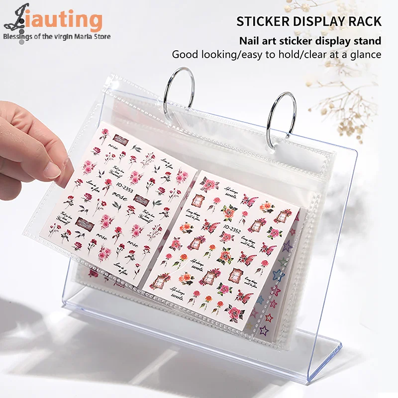 Ins Style Simple Nail Sticker Organizer Booklet Flip Page Stand Transparent Display Rack Nail Stickers Storage Showing Shelf