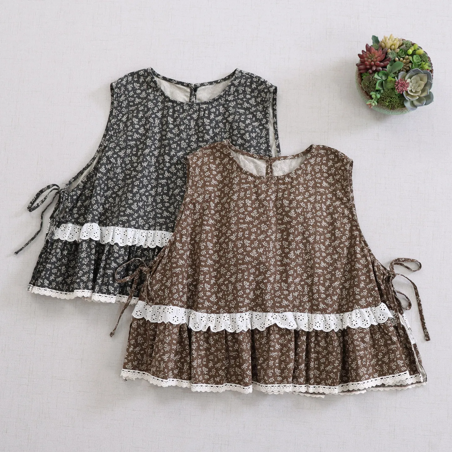 

Japanese Vintage Mori Girl Floral Printed Cotton Vest Outwear Women Spring Summer O-Neck Sleeveless Casual Loose Tank Tops