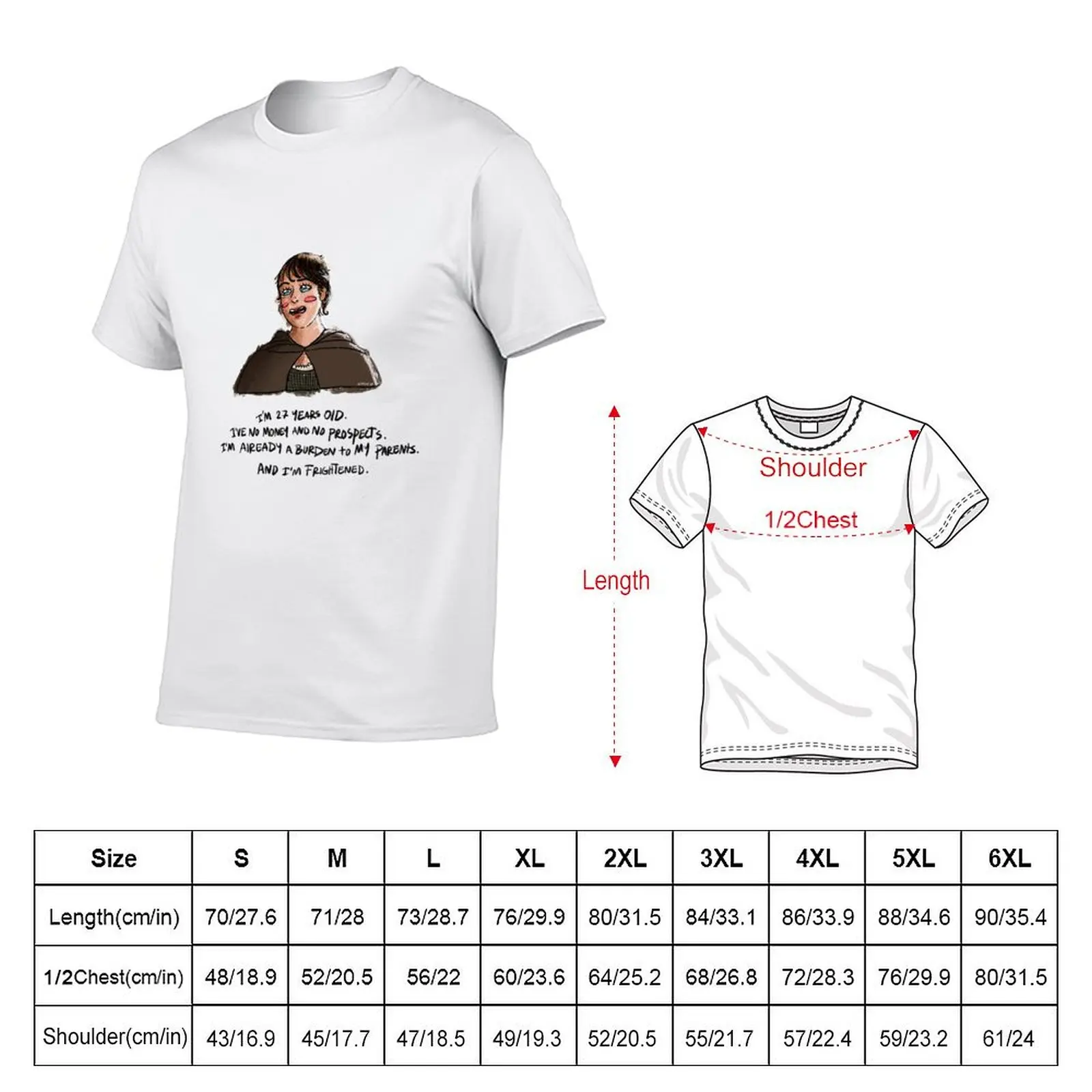 I'm 27 years old, I've no money and no prospects. I'm already a burden to my parents and I'm frightened. T-Shirt