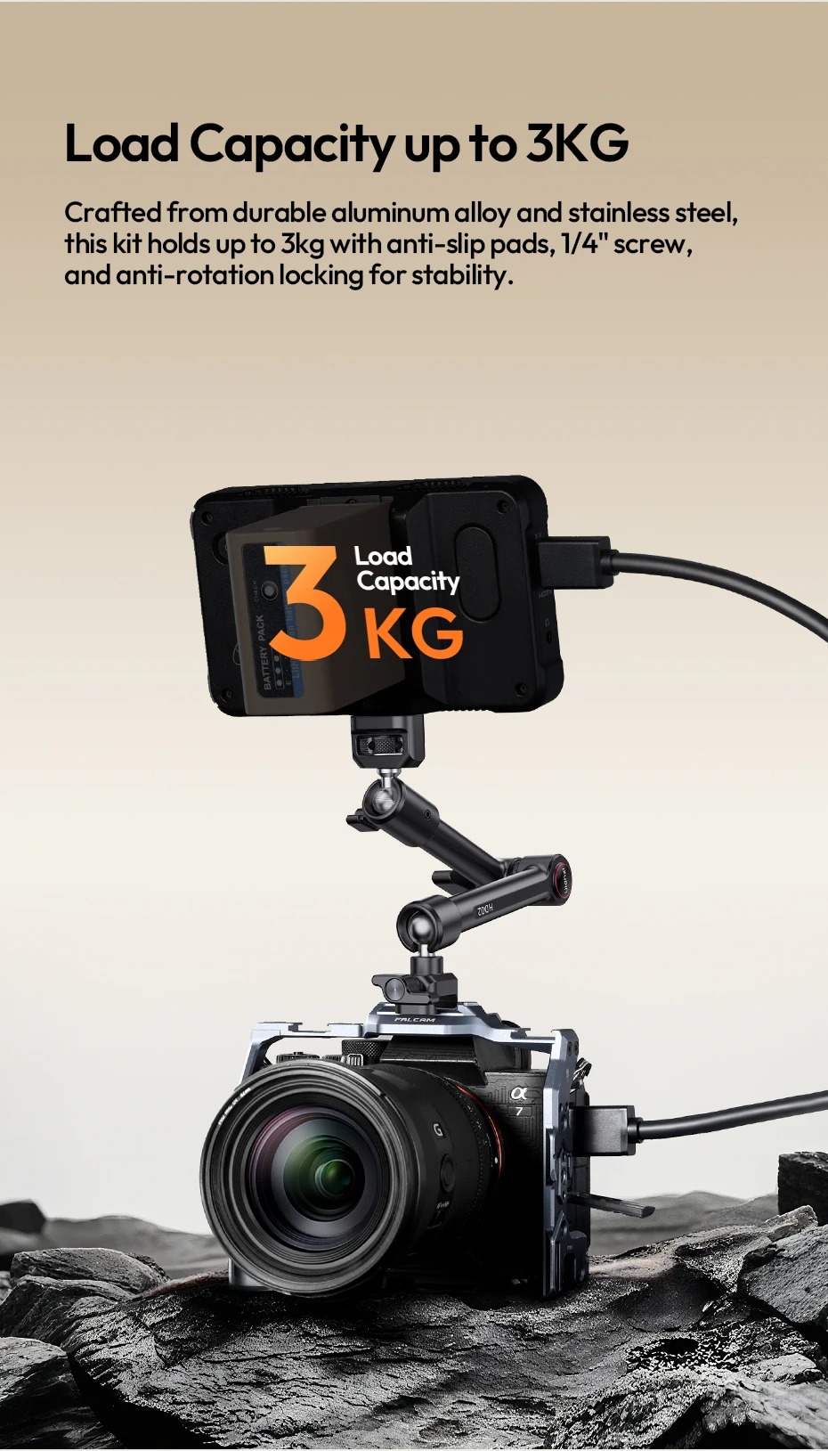 Ulanzi HD02 10-Zoll-Magic Arm Kit mit All-Direction-Kugelkopf, anpassbare Klemme für Outdoor-Kamerafotografie, Livestreaming, Vlog – Detail 5