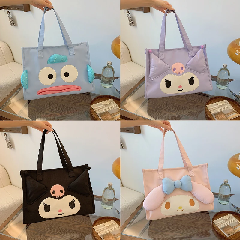 New Sanrios Tote Cartoon Kawaii Kuromi My Melody Pochacco Down Portable Convenient Commuting To Work High Capacity Shoulder Bags