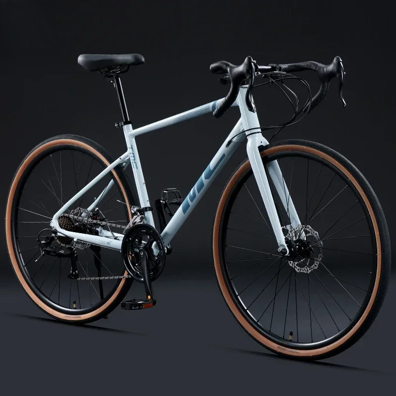 Aluminum alloy gravel road car ultralight bicycle adult racing melon flat handle sports  bend handle racing car