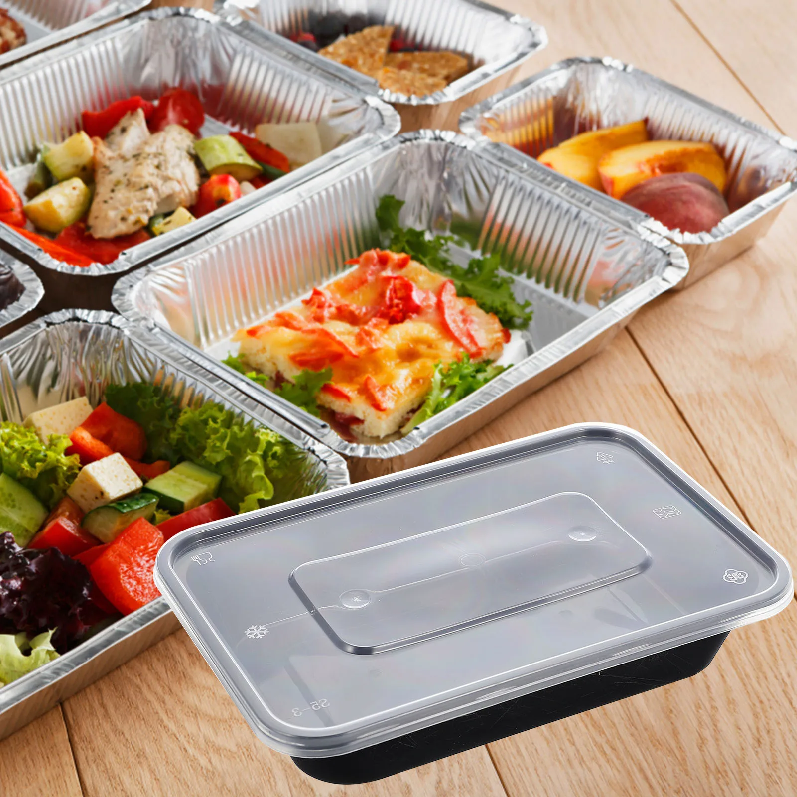 

50Pcs Rectangular Disposable Food Containers Sturdy Takeout Boxes with Lids Practical Food Storage Boxes for Lunch Picnic and