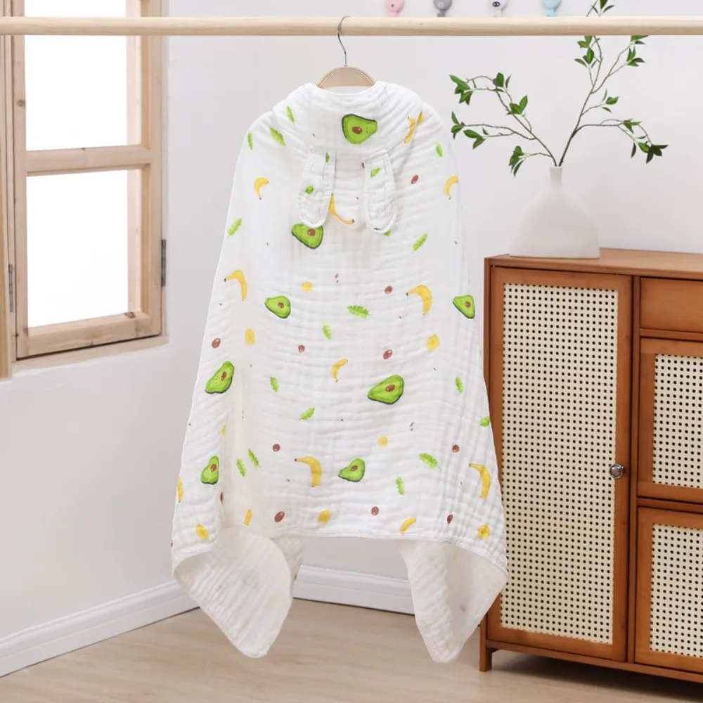 

Large Cotton Hooded Cape Towels Rabbit Bear Cartoon Blanket Wrap Panda Gauze Sleepwear Bathrobe Baby