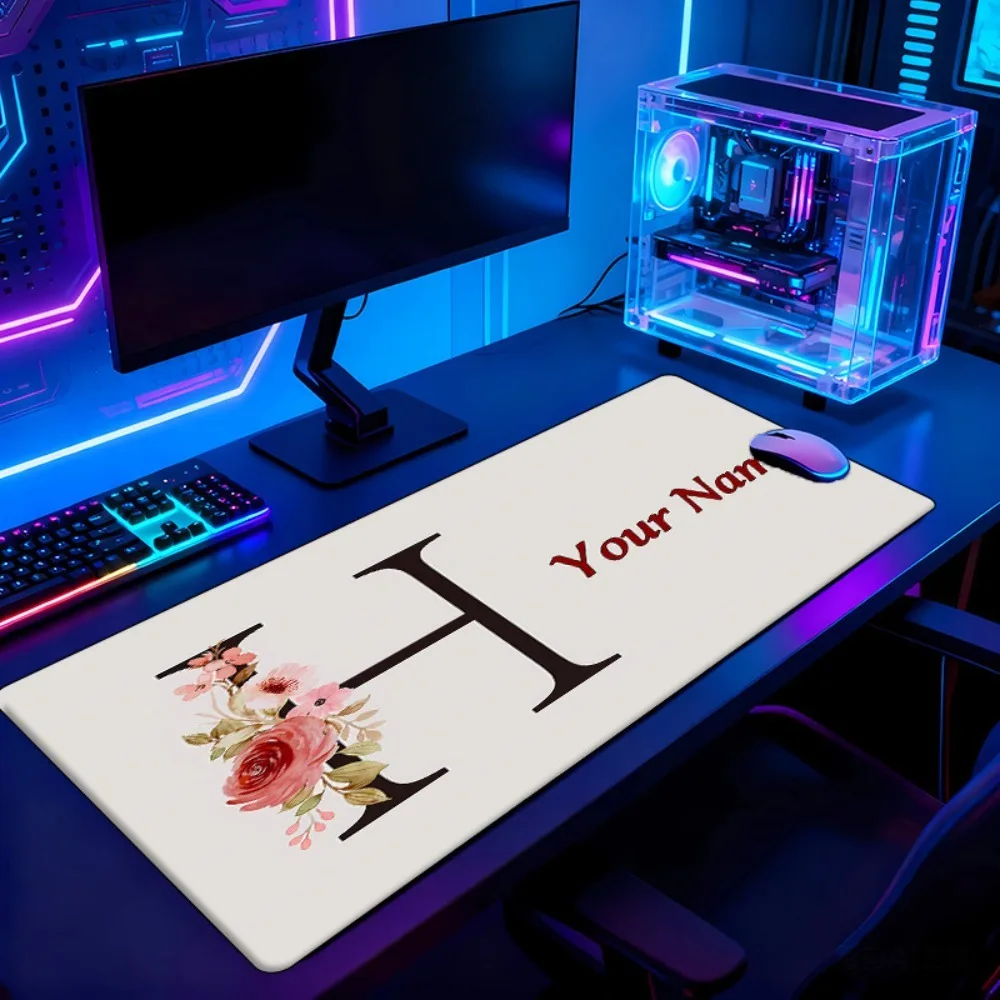 Personalized Custom Desk Mat With Letter H Pattern, Slip Resistant Rubber Base Comfortable For Long Work Game