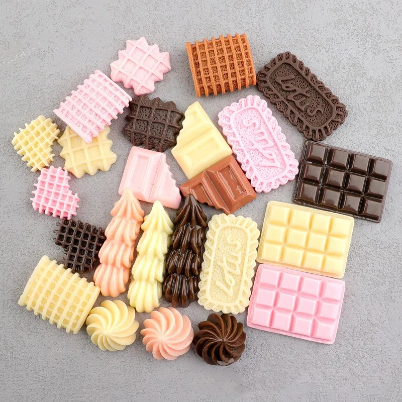 New 10pcs Resin Chocolate Cabochons Flatback for Handmade Crafts Simulated Chocolate Foods for Scrpbooking Decoration Accessory