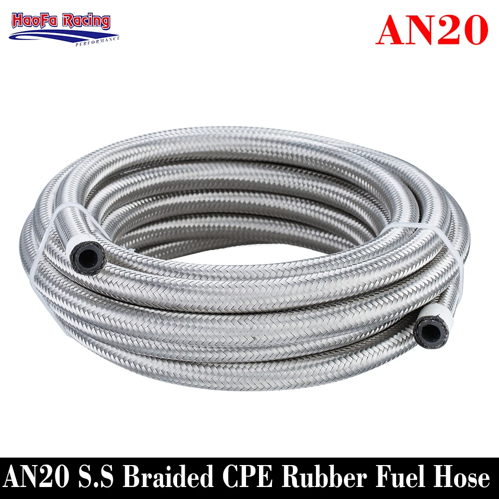 10FT 20FT AN20 S.S Braided Oil Fuel Hose Pipe Line Stainless Steel Rubber CPE Universal Oil Cooling Pipe Cooler Hose Line