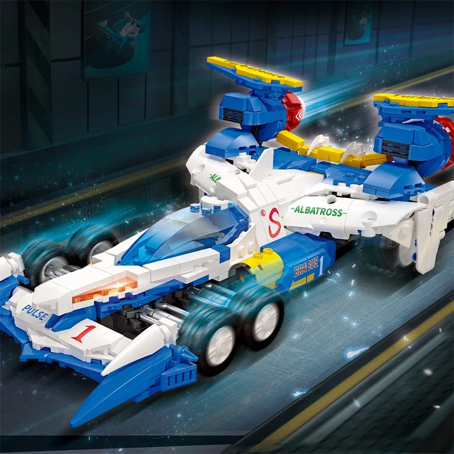 1:16新世紀GPX サイバーフォーミュラのビルディングブロック、アスラーダAsurada AKF-11(706個)、アオイオーガAoi Ogre  AN-21(845個)、ザードZard NP-1(755個)車のおもちゃ