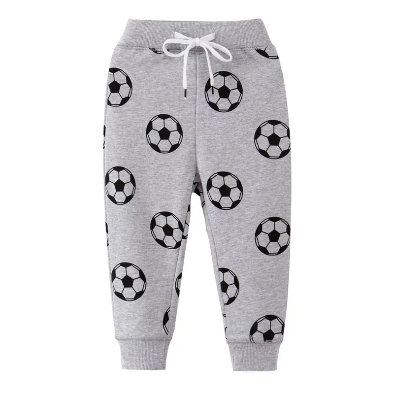 

Jumping Meters 2-7T Boys Football Print Sweatpants Children's Clothes Full Length Drawstring Fashion Harm Baby Trousers