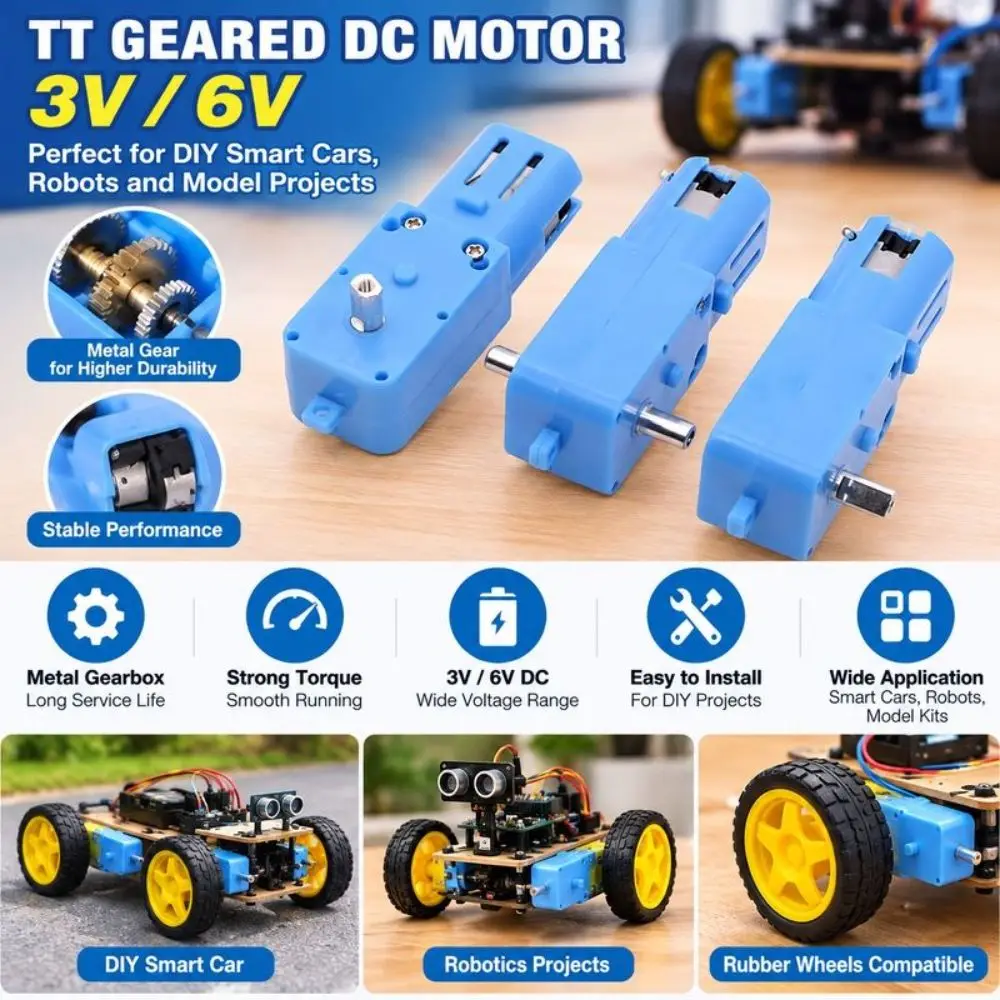 DC 3V-6V Metal Gear Motor All Metal 1:90 Gear Ratio Single Axis Motor DIY Speed Reducer Motor Robot Intelligent Vehicle
