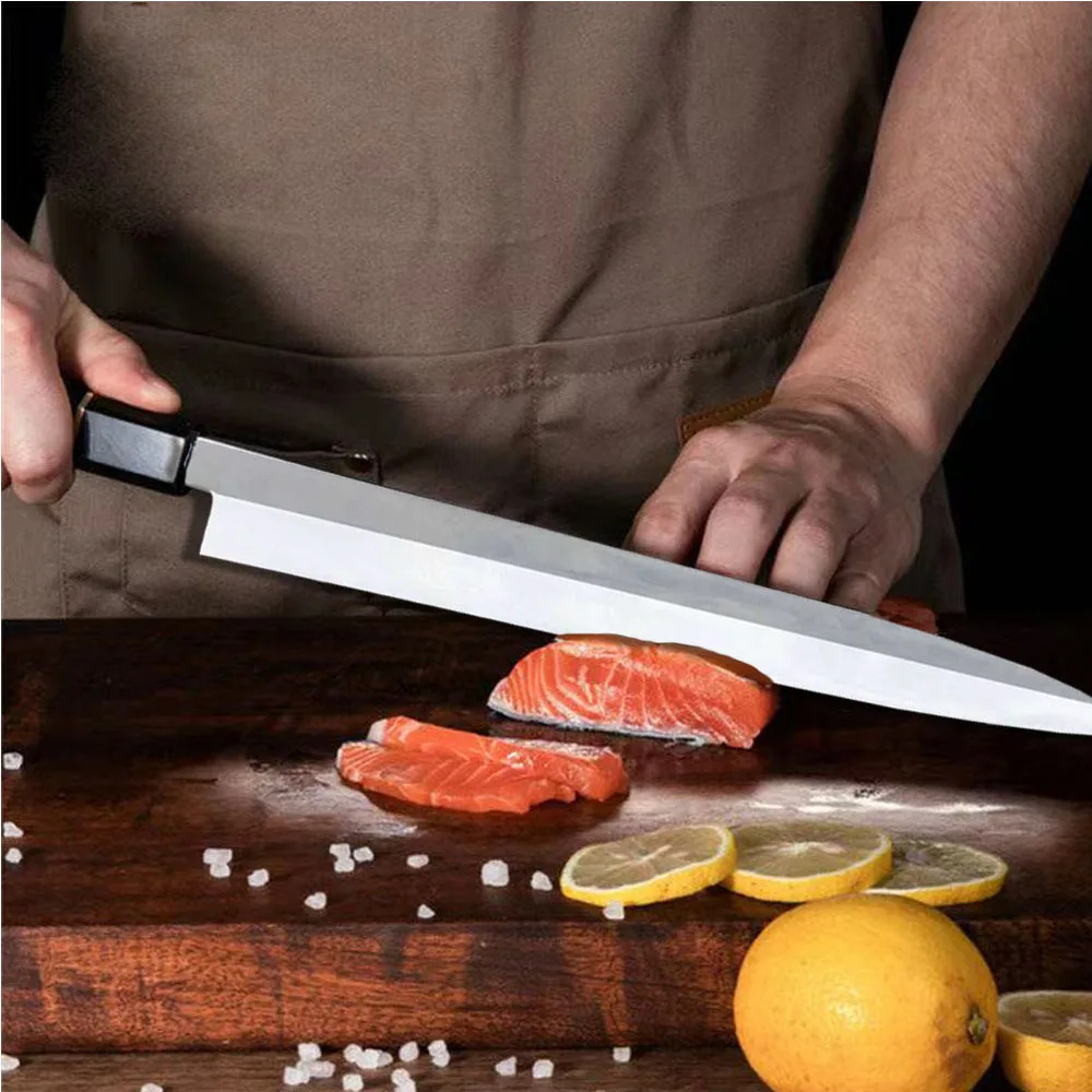 Sashimi Knife Single-edged Blade 10Cr15MoV Steel Slicing Salmon Ham Filleting Fish Cleaver Yanagiba Japanese Kitchen Knives